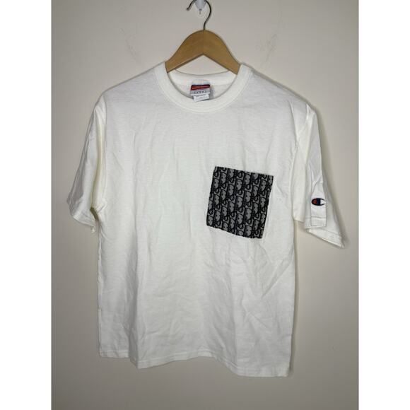 Champion Other - Champion Richjoe Mens Size Small White T-Shirt Upcycle Pocket Dior Oblique